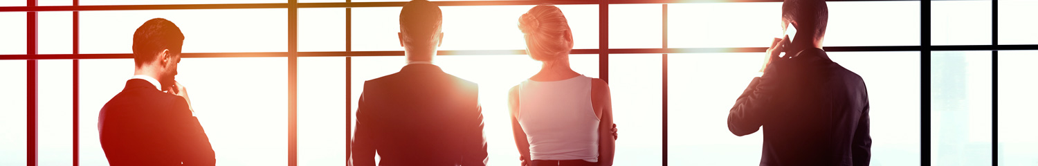 Business owners looking at the horizon