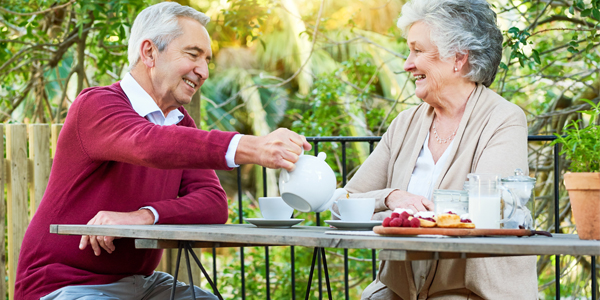 Two people having tea