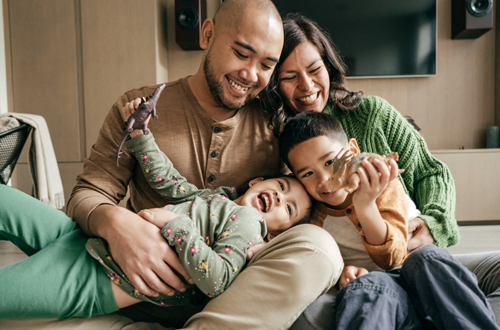 Family in the living room