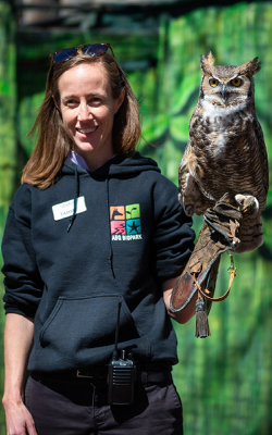 Woman holding owl